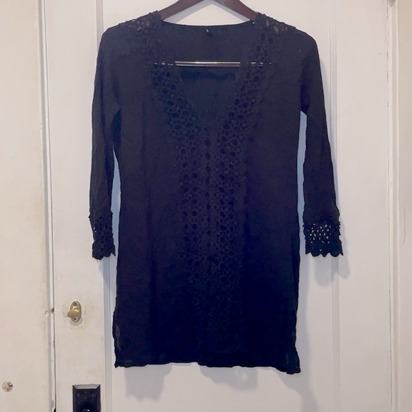 Adore Me Crochet Swimsuit Cover Up Black - Picture 1 of 5